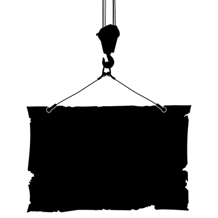Hook crane lifts the poster.のイラスト素材