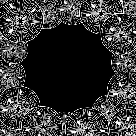 Sliced lemon. Black and White Backgroundの写真素材