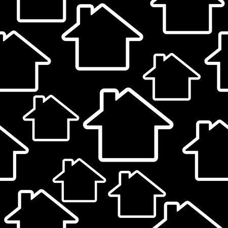 Black houses on a white. Seamless vector patternのイラスト素材