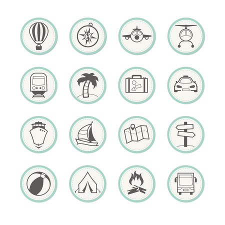 A set of travel and holiday iconsのイラスト素材