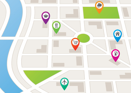 A city map showing roads and buildingsのイラスト素材