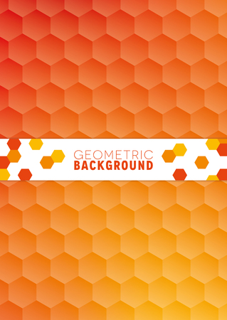 A geometric abstract background design in orange and yellow with hexagonsのイラスト素材