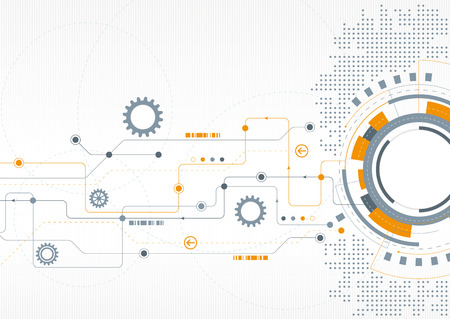 A modern technical design with cogs and a network themeのイラスト素材