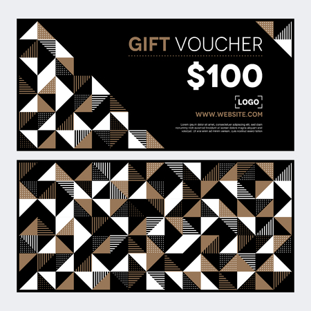 A modern geometric voucher design in gold and blackのイラスト素材