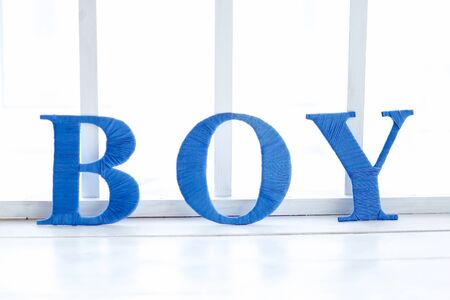 Decorative blue letters of the word BOYの写真素材