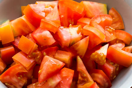 Slices of tomato in closeupの写真素材