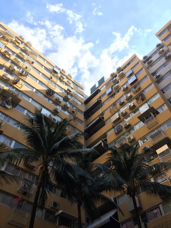 Building , tree and skyの素材