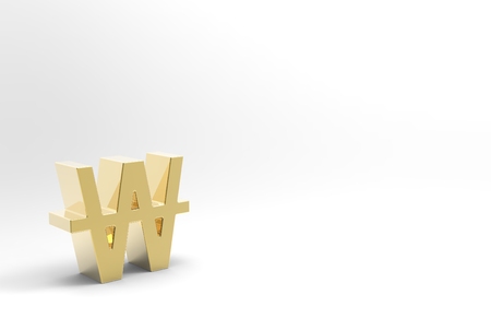 Korean Won Currency Sign of isolated white backgroundの写真素材