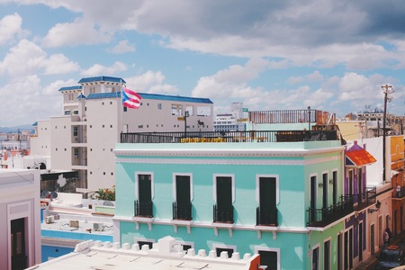 Colorful house facades of Old San Juan, Puerto Ricoのeditorial素材
