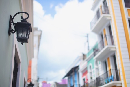 Colorful house facades of Old San Juan, Puerto Ricoのeditorial素材