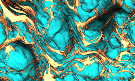 Marble texture concept art turquoise, gold, generative ai, generative, aiの素材