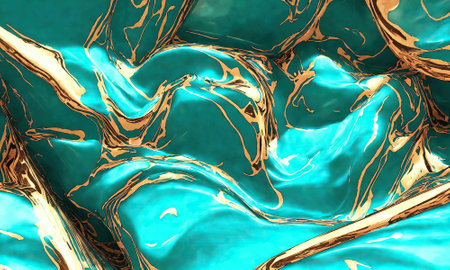 Marble texture concept art turquoise, gold, generative ai, generative, aiの素材