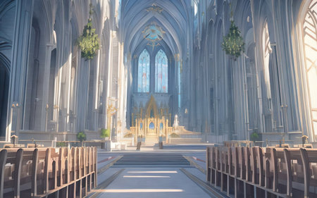 anime cathedral, church, generative aiの素材