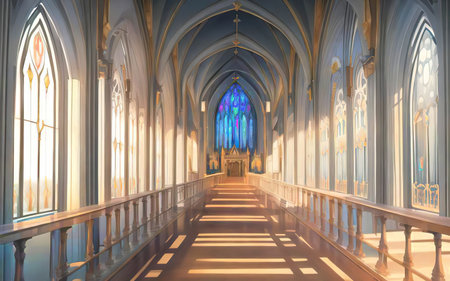 anime cathedral, church, generative aiの素材