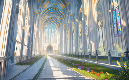 anime cathedral, church, generative aiの素材
