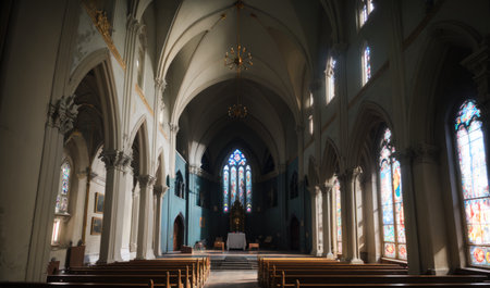 anime cathedral, church, generative ai, generative, aiの素材