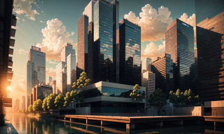 city building canal cityscape landscape, aiの素材