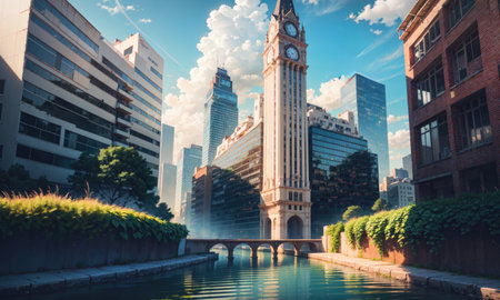 city building canal cityscape landscape, aiの素材