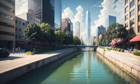 city building canal cityscape landscape, aiの素材