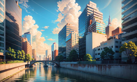 city building canal cityscape landscape, aiの素材