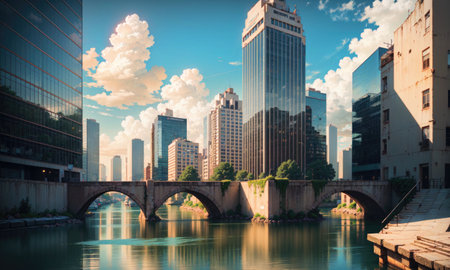city building canal cityscape landscape, aiの素材