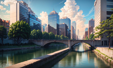 city building canal cityscape landscape, aiの素材
