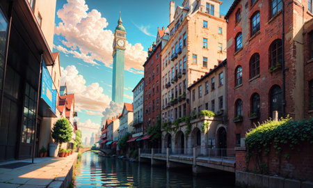 city building canal cityscape landscape, aiの素材