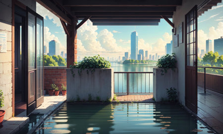 city building canal cityscape landscape, aiの素材