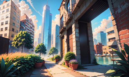city building canal cityscape landscape, aiの素材