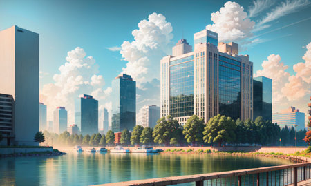 city building canal cityscape landscape, aiの素材