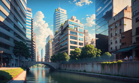 city building canal cityscape landscape, aiの素材