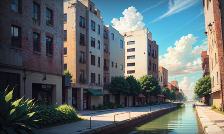 city building canal cityscape landscape, aiの素材