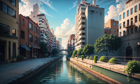 city building canal cityscape landscape, aiの素材