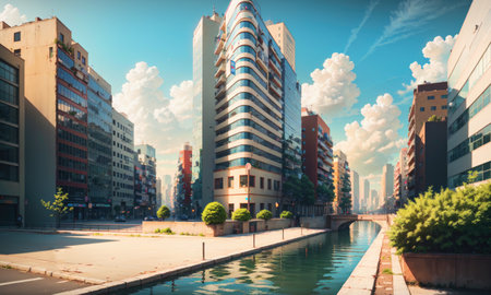 city building canal cityscape landscape, aiの素材