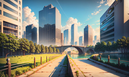 city building canal cityscape landscape, aiの素材