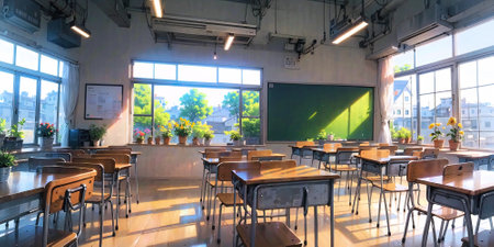 anime style background, game background, classroom, schoolの素材