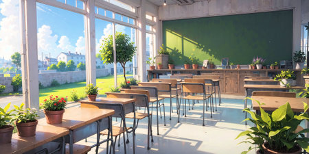 anime style background, game background, classroom, schoolの素材