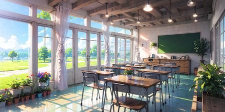 anime style background, game background, classroom, schoolの素材