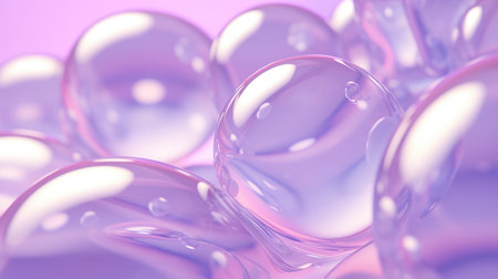 transparent liquid water bubbles. Facial skin care cosmetic product. Generative AIの素材