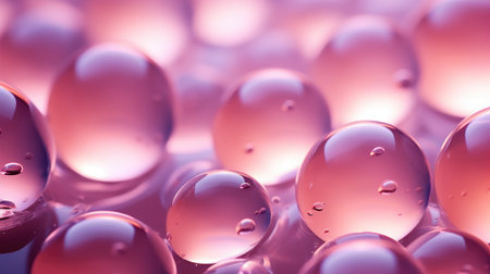 transparent liquid water bubbles. Facial skin care cosmetic product. Generative AIの素材