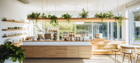 wood cafe coffee shop restaurant, aiの素材