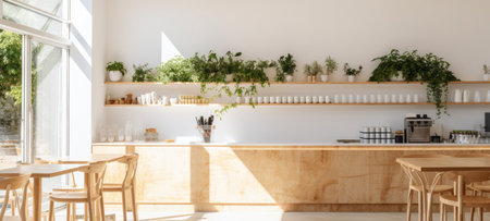 wood cafe coffee shop restaurant, aiの素材