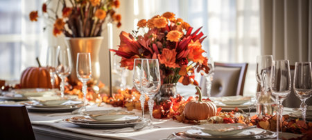 halloween, thanksgiving table settings decoration, aiの素材