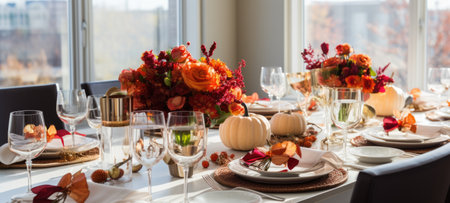 halloween, thanksgiving table settings decoration, aiの素材