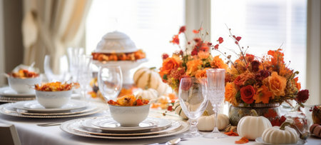 halloween, thanksgiving table settings decoration, aiの素材