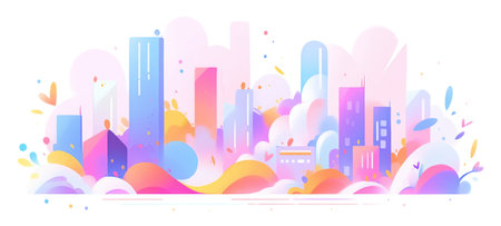 city cityscape urban buildings illustration design, aiの素材