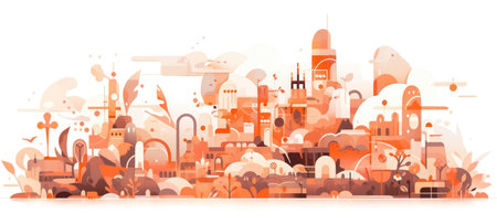 city cityscape urban buildings illustration design, aiの素材