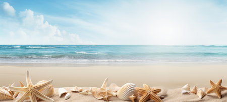 seashells on the beach sea sand summerの素材