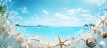 seashells on the beach sea sand summerの素材