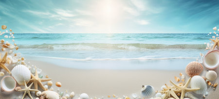 seashells on the beach sea sand summerの素材
